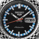 Seiko 5 Sports Checker Flag Special Edition Black Dial Silver Steel Strap Watch For Men - SRPK67K1